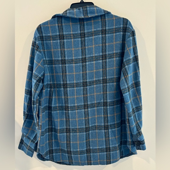 Boohoo Lapel Button Up Plaid Shirts Long Sleeve Pocketed Shacket Casual Top Sz S - Picture 7 of 14